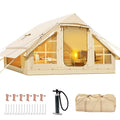 6 Person Inflatable Camping Tent with Pump, 10ft x7ft Glamping Family Tent Easy Setup 4 Season Waterproof Windproof Outdoor Blow Up Tent Luxury Oxford Cabin with Mesh Windows & Doors sgtnighsdesigns