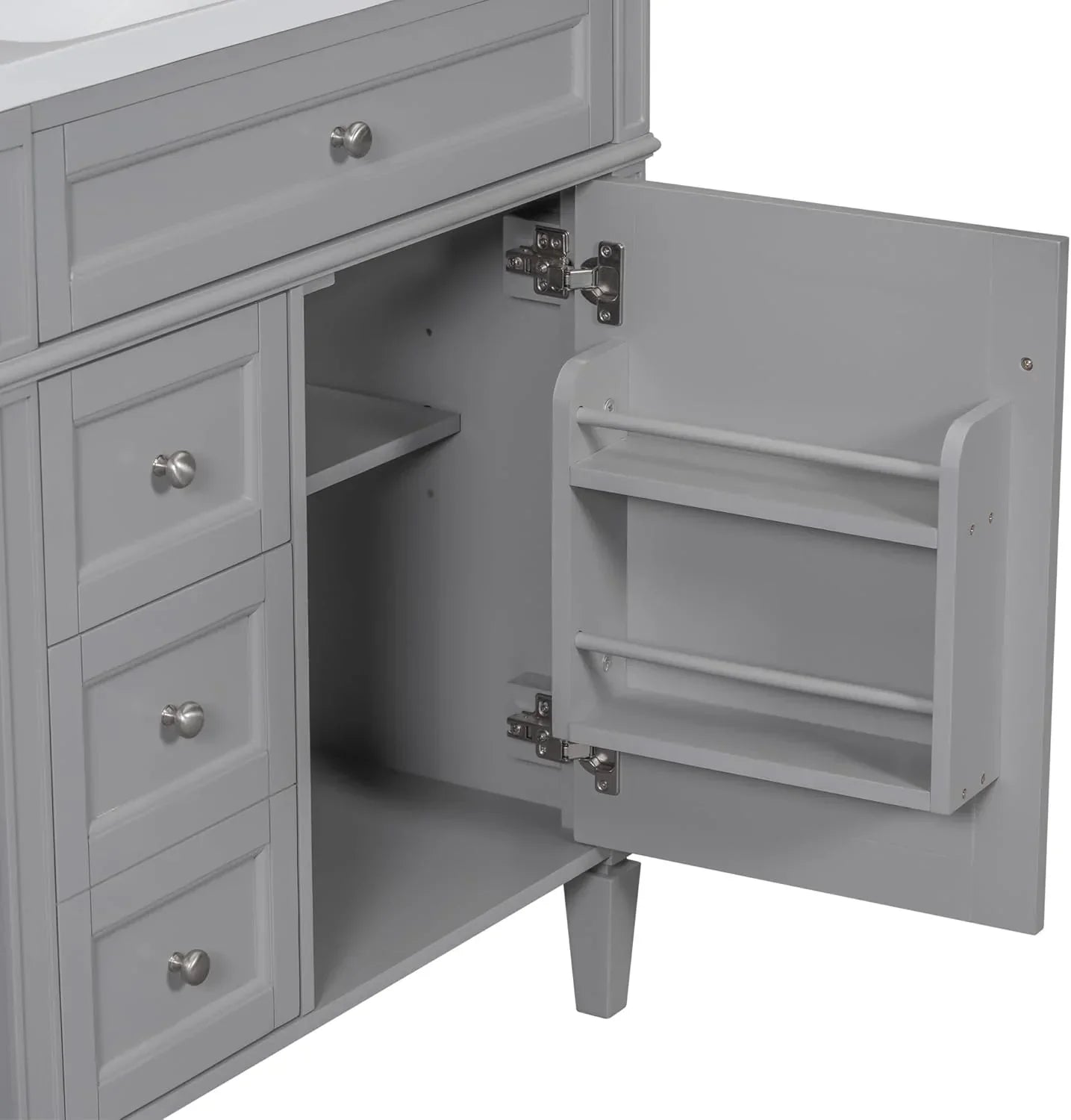 36" Bathroom Vanity with Single Sink Combo, Modern Undermount Bathroom Sink Cabinet with 2 Drawers and a Tip-Out Drawer, Freestanding Bathroom Vanities, Soft Closing, Solid Wood Frame