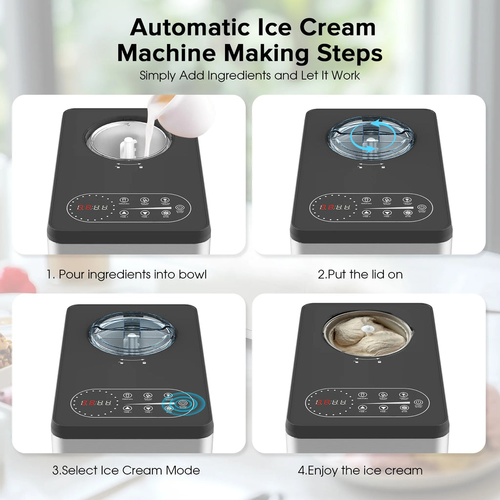 1.5L Ice Cream Maker Machine No Pre-Freezing