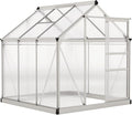 Outsunny 6' x 6' x 6.6' Polycarbonate Greenhouse, Walk-in Green House Kit Garden, Plants Grow, Galvanized Sheet Aluminum Frame with Rain Gutter, Vent and Sliding Door, Grey1 pcs