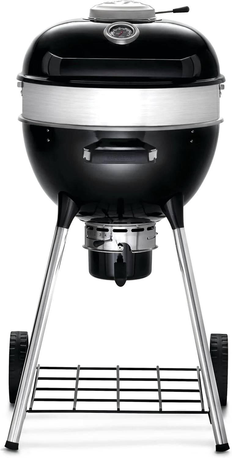 18-Inch Charcoal Kettle Grill Black, Stainless Steel Spacer Ring, 240in² Cooking Area, Sturdy 4-Leg Design, 7-Inch Wheels1 pcs