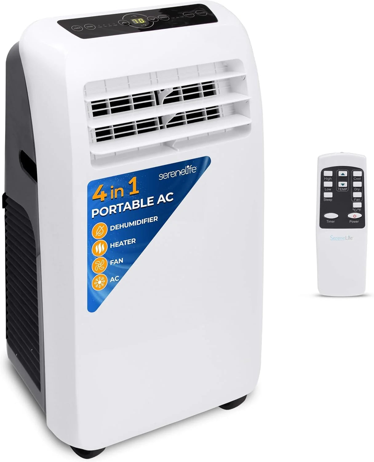 10,000 BTU Portable Air Conditioner– 4-in-1 AC Unit w/Cooling, Dehumidifier, Heater, & Fan– Includes Remote Control, Window Mount Kit, Quiet Operation, 24-Hour Timer1 pcs