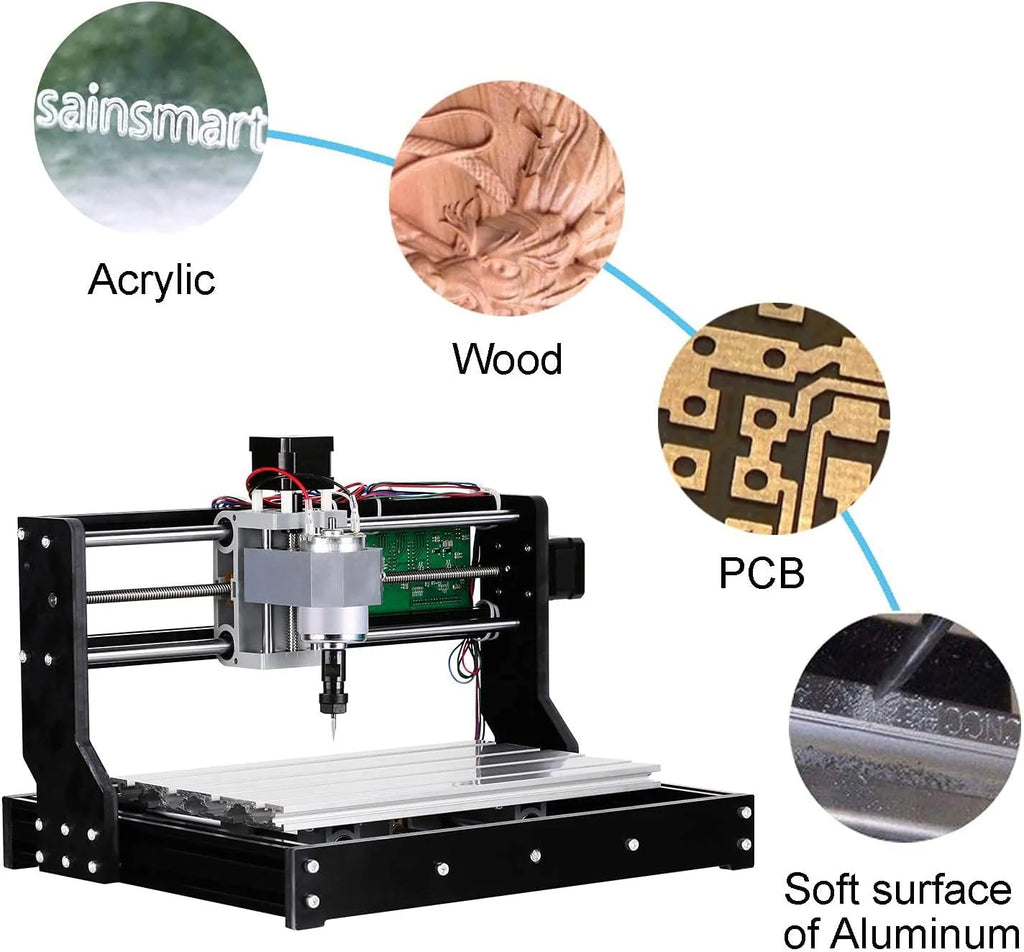 Router Kit GRBL Control 3 Axis Plastic Acrylic PCB PVC Wood Carving Milling Engraving Machine, XYZ Working Area 300x180x45mm1 pcs