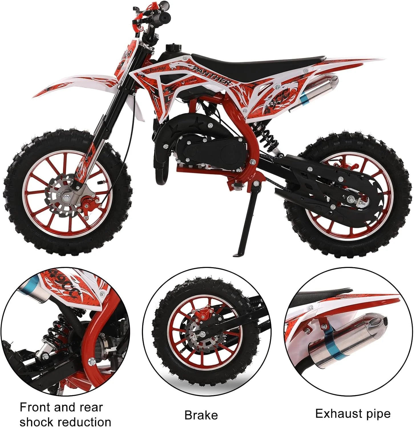 Kids Dirt Bike 49cc 2-Stroke, 40KM/H Gas Powered Dirtbike, Off Road Mini Motorcycle with Front Rear Disc Brakes, Mini Dirt Bike for Children Aged 5-161 pcs