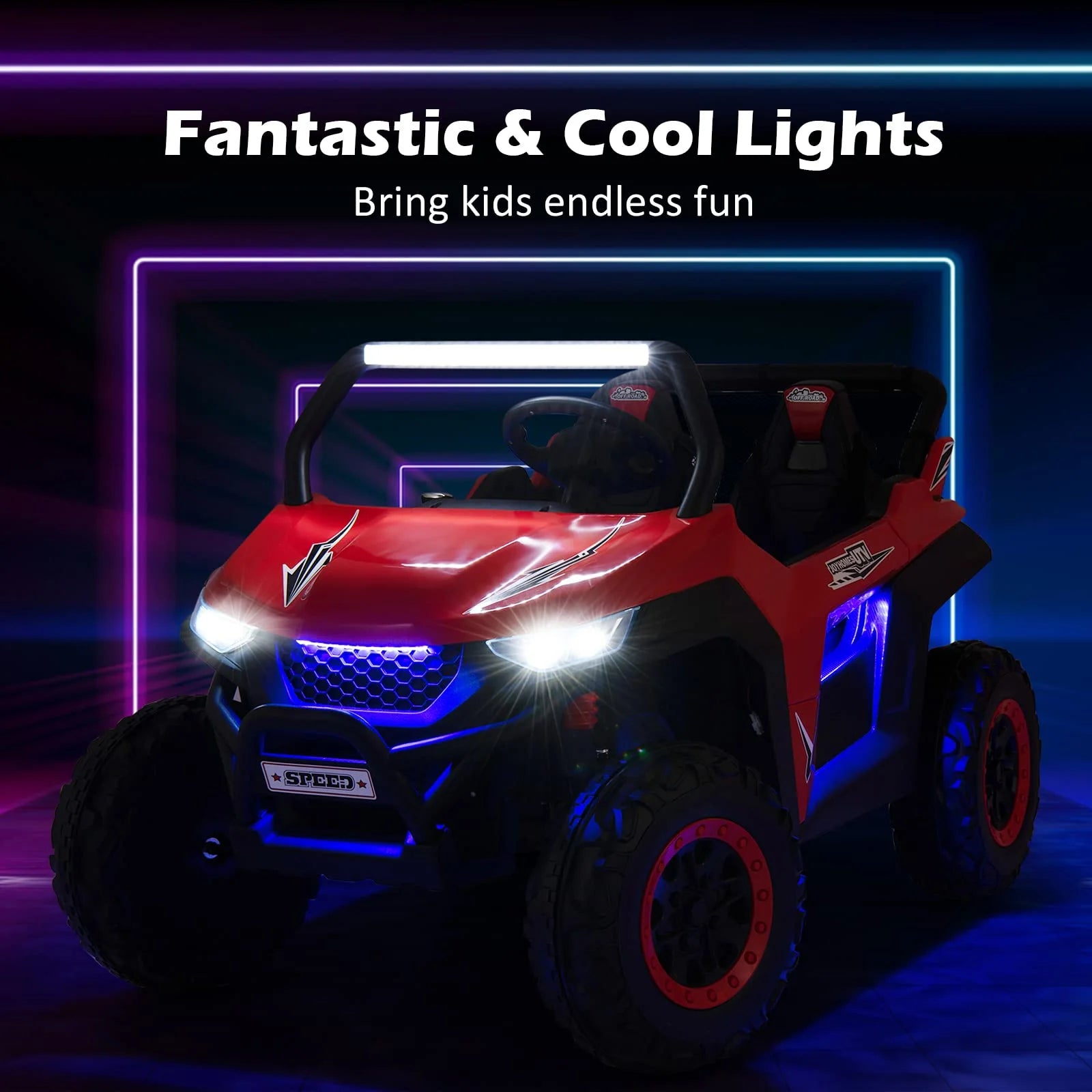 2-Seater Ride on Car, 12V Electric UTV w/Remote Control, Spring Suspension, High/Low Speed