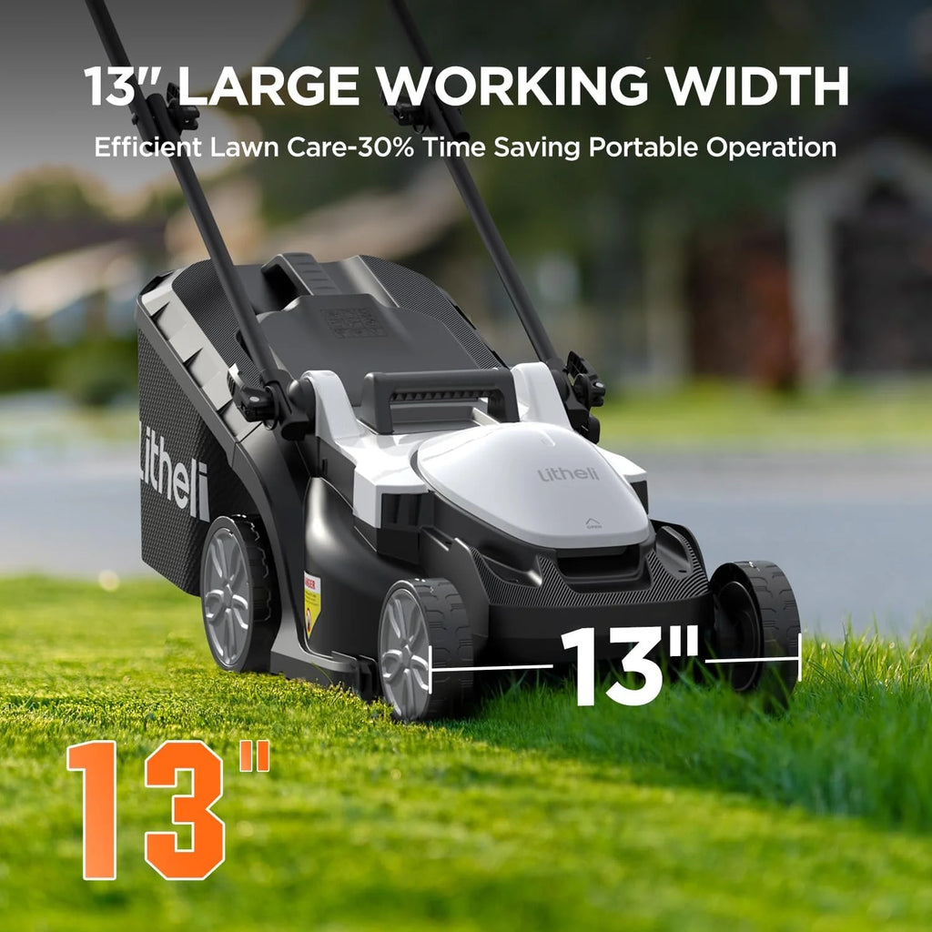 40V (2 x 20V) 16-inch cordless electric lawn mower, brushless mower, with 6 height adjustment functions, portable and lightweight push-type battery-driven lawn mower (including 2 4.0 amp-hour batteries)1 pcs