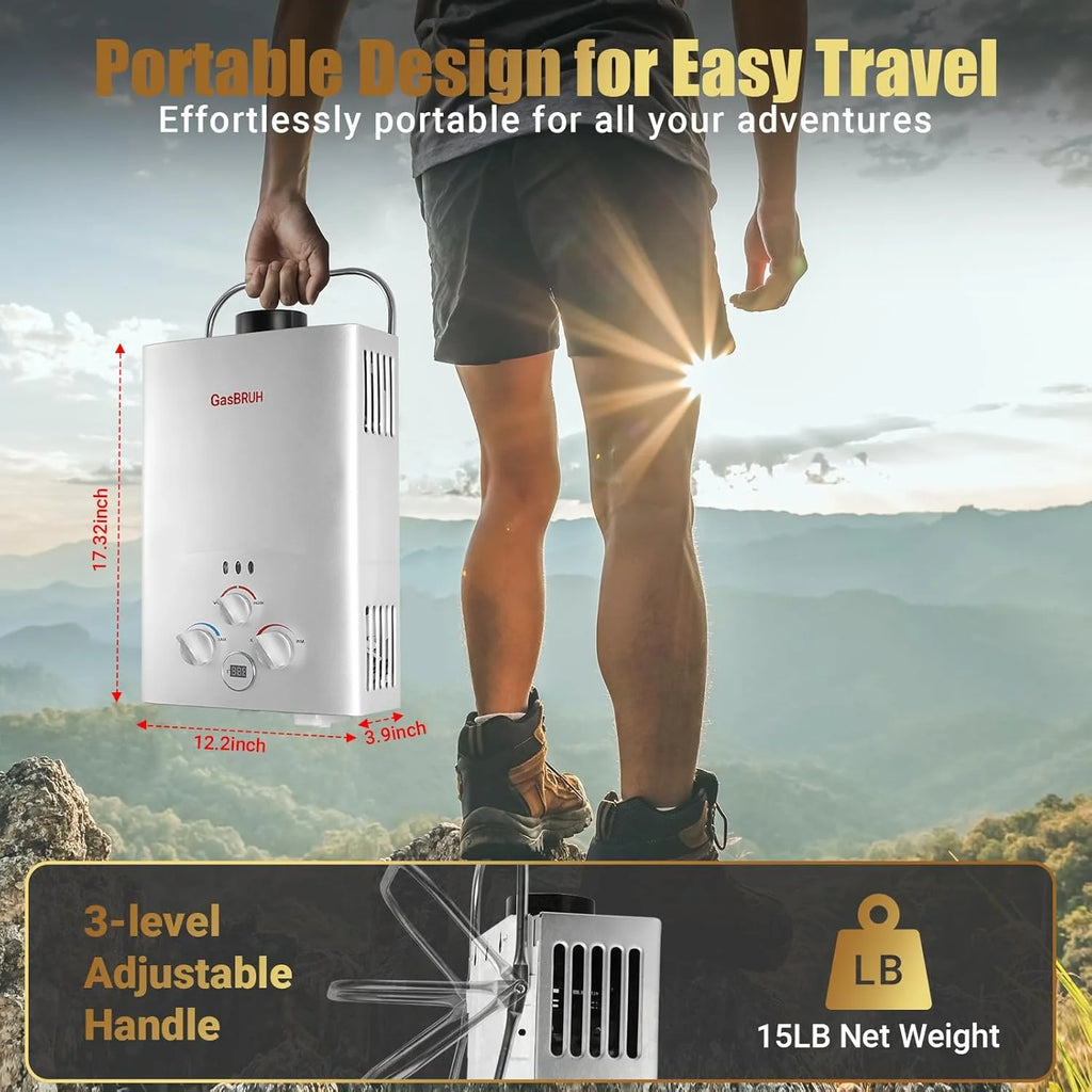 Tankless Water Heater Outdoor, 1.58 GPM, 6L Portable Propane Camping Water Heater with Overheating Protection for Indoor,RV,Camping1 pcs