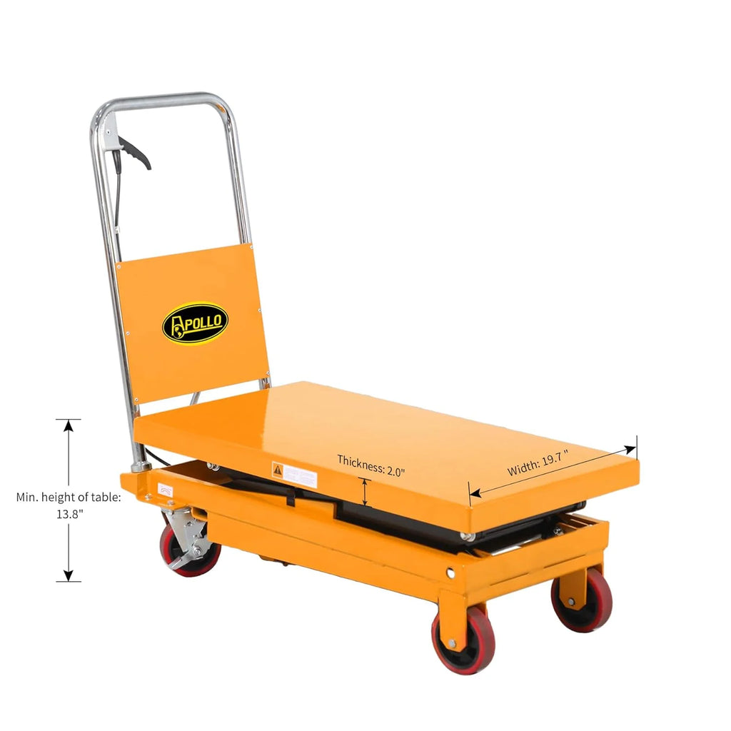 Hydraulic Lift Table Cart �C 770 lbs Capacity, 51" Max Height, Double Scissor Lift with Safety Guard & 4 Wheels