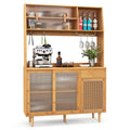 Giantex Bamboo Buffet Cabinet w/Hutch, 175cm Wine Bar Kitchen Cabinet