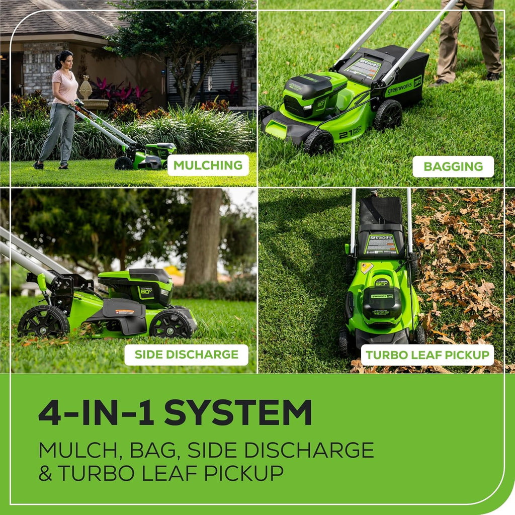 60V 21�� Cordless (Self-Propelled) Lawn Mower , 2 x 4.0Ah Batteries and Dual Port Rapid Charger