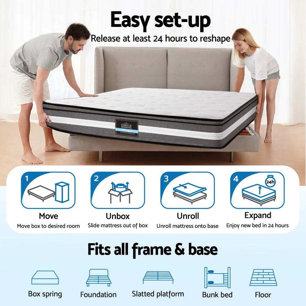 Giselle Bedding 30cm Mattress Gel Foam Pocket Spring King Single