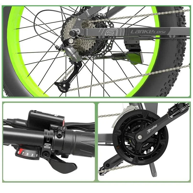 Lankeleisi XT750 Plus 1000W 26" Fatbike Dual Crown Fork Foldable E-Mountain Bike 17.5Ah