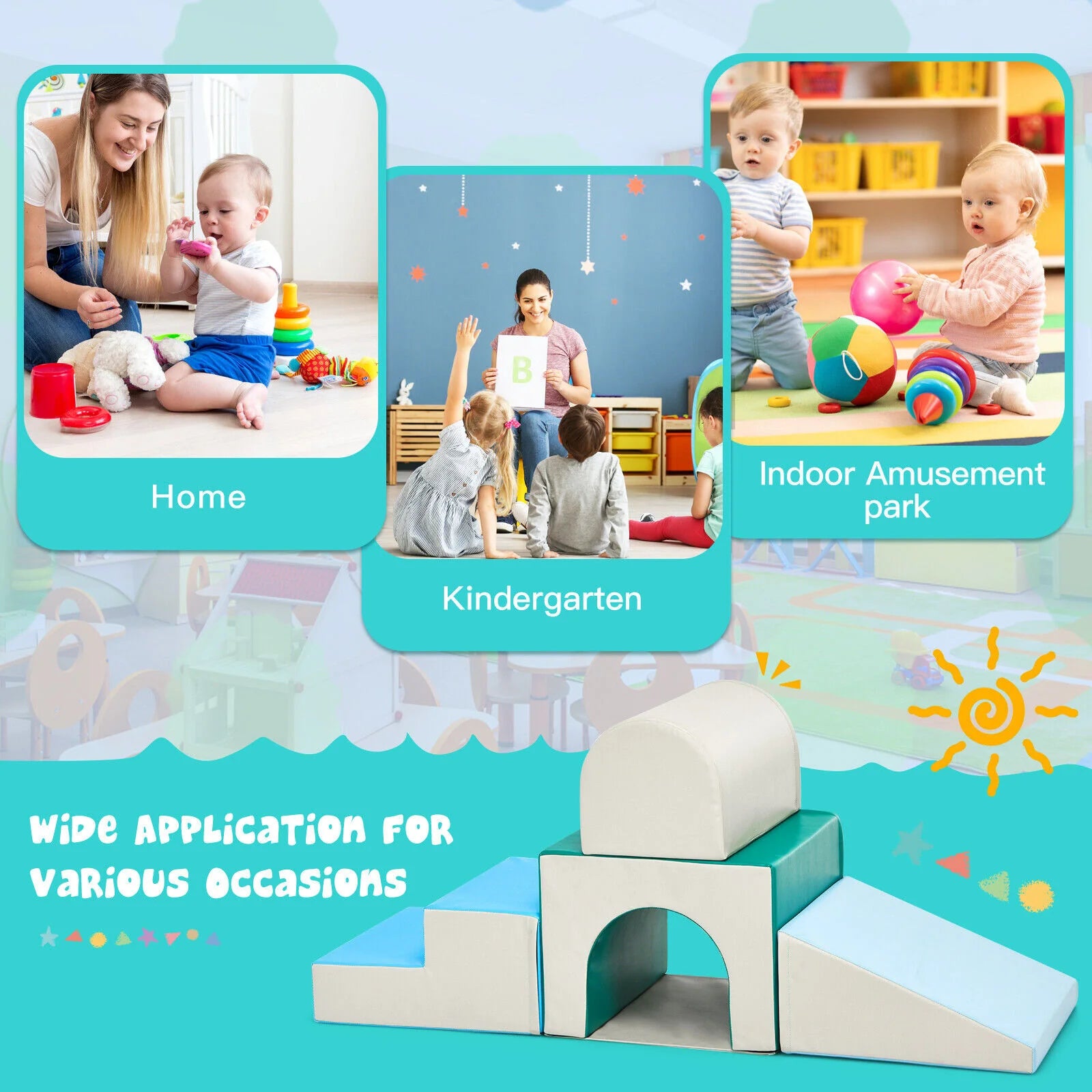 4-piece Single-Tunnel SoftZone Climb Crawl Activity Play Set Toddler Kid