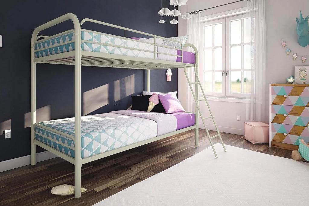 DHP Dusty Twin Over Full Metal Bunk Bed, Off White1 pcs
