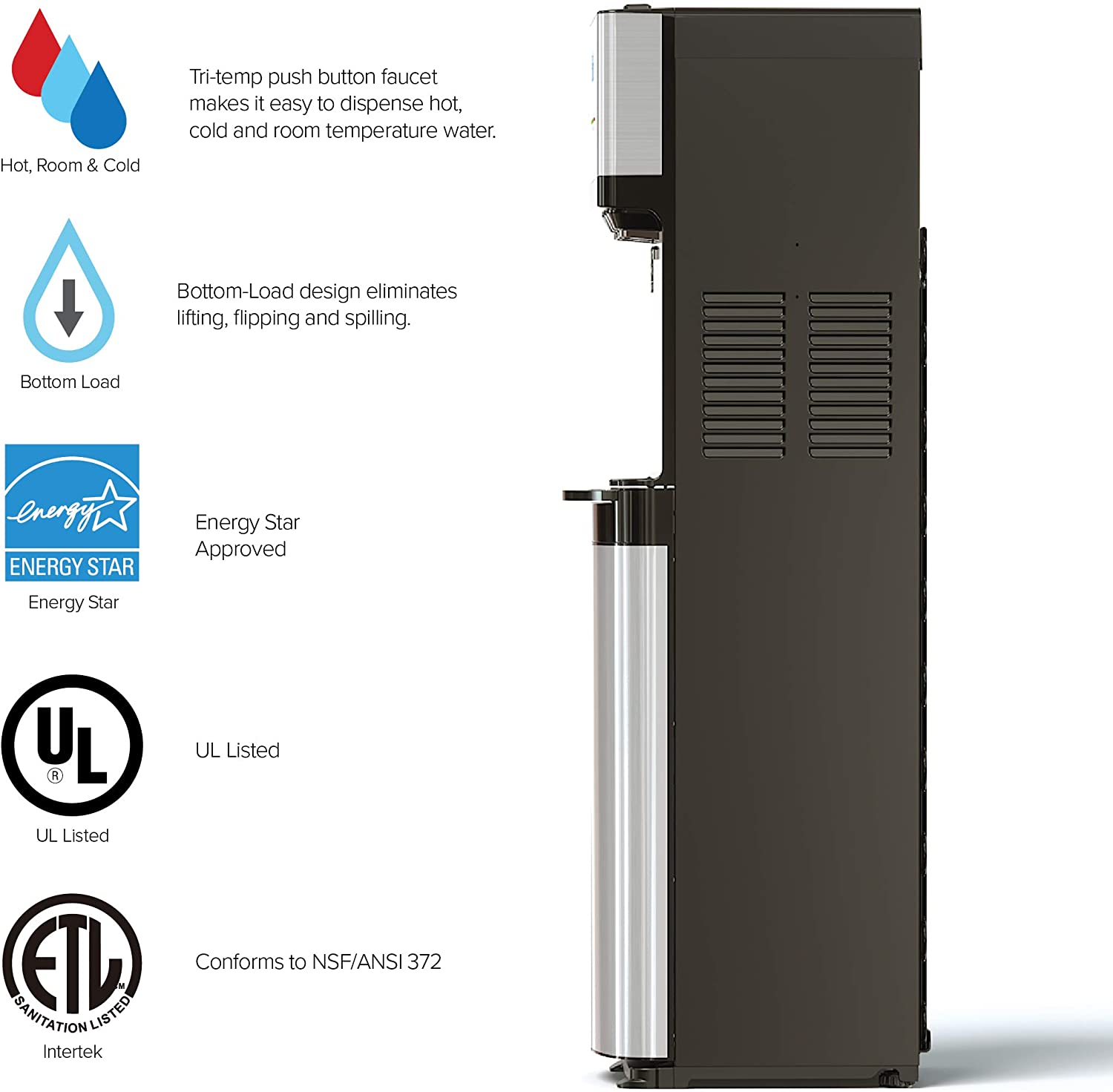 Brio Self Cleaning Bottom Loading Water Cooler Water Dispenser  3 Temperature Settings