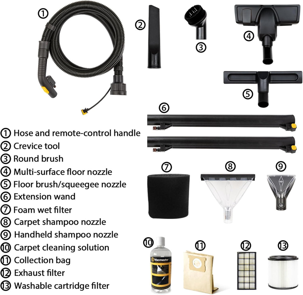 Vacmaster 3-in-1 Wet/Dry/Upholstery Shampoo Vacuum Cleaner