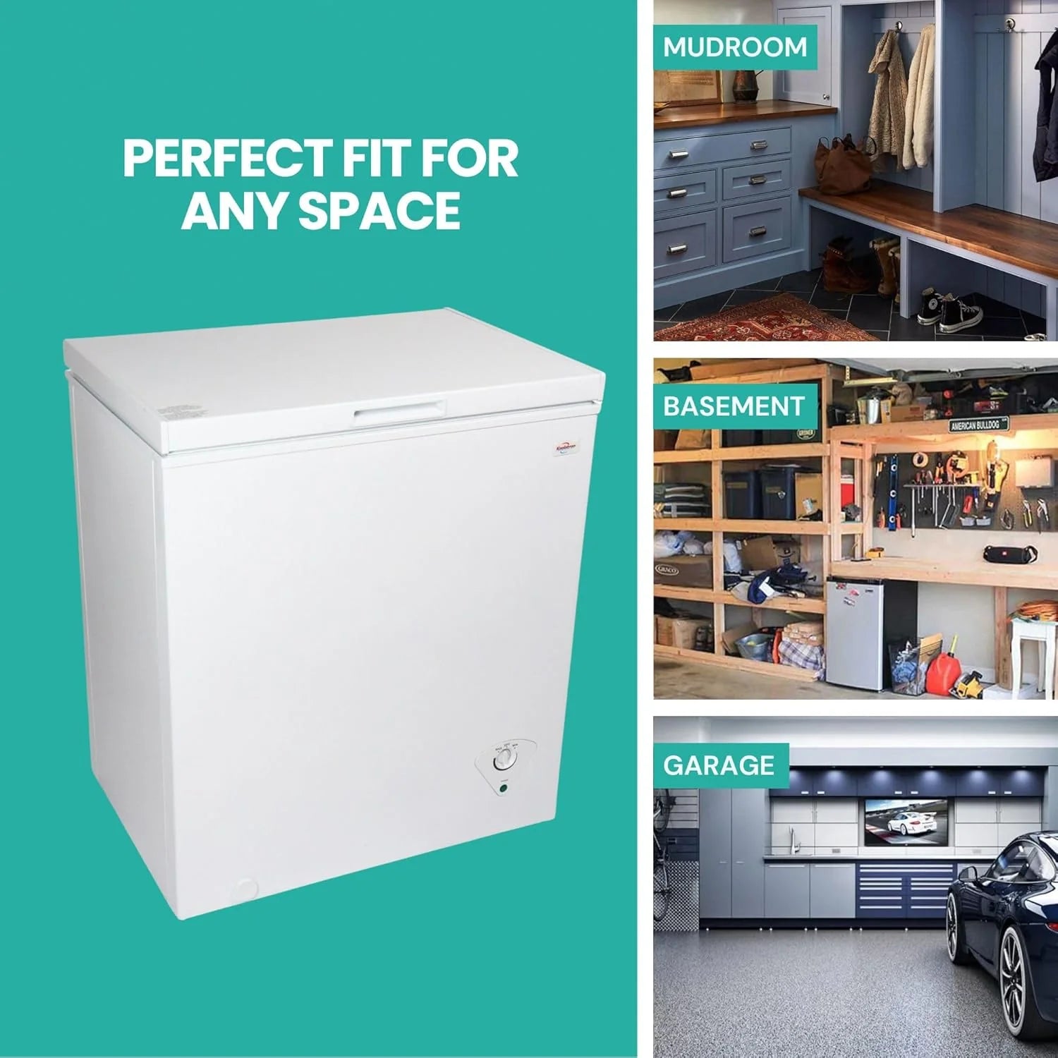 5.0 cu ft (155L), White, Manual Defrost Deep Freeze, Storage Basket, Space-Saving Flat Back, Stay-Open Lid, Front-Access Defrost Drain, for Apartment, Condo, Cottage1 pcs