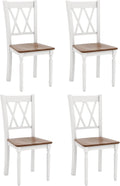 Dining Room Chairs Set of 4 White - Wooden Farmhouse Kitchen Chairs with Rubber Wood Seat, Acacia Wood Legs, Max Load 360 Lbs, Heavy Duty Wood Armless Dining Chairs with High Back1 pcs