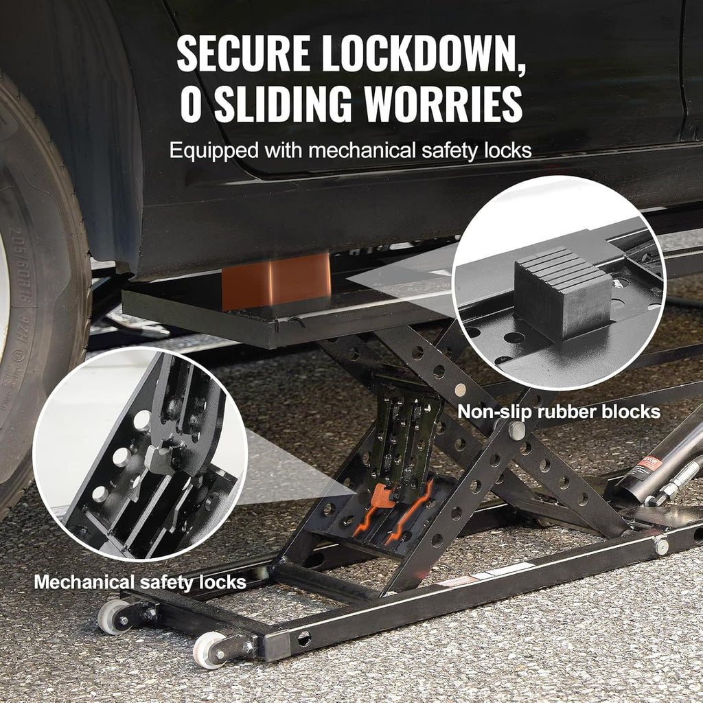 7,000 LBS Capacity Portable Car Lift, with Extended-Length Plates, 26.8" Max. Height, Heavy-Duty Carbon Steel Truck Lift with Power Unit for Home Garage Shop1 pcs