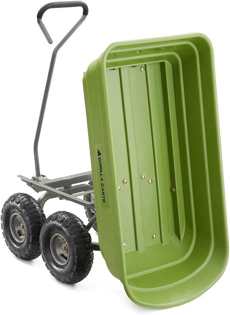 Heavy-duty multi-purpose garbage transfer cart garden cart, equipped with pneumatic tires, capacity 4 cubic feet - 600 pounds load capacity, outdoor wheeled cart, suitable for garden, gardening and landscaping work.1 pcs