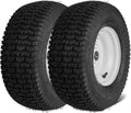 Lawn Mower Tires, 15x6-6" Lawn Tractor Tires, 2-Pack Tire and Wheel Assemblies, Turf Pneumatic Tires with 3" Centered Hub and 3/4" Bushing Size, 16 PCS Adapters for Riding Mowers Lawn Tractors1 pcs