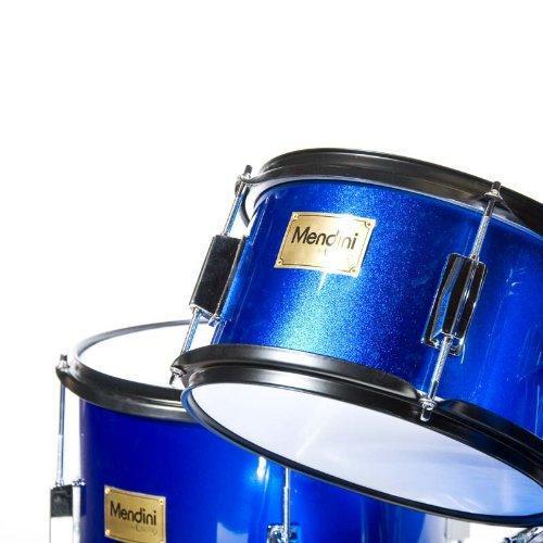 Mendini By Cecilio Drum Set For Kids/Junior &ndash; 16 Inch, 5 Piece, Blue Metallic &ndash; Starter Drums Kit w/Adjustable Throne, Cymbal, Pedal &amp; Drumsticks &ndash; MJDS 5 BL