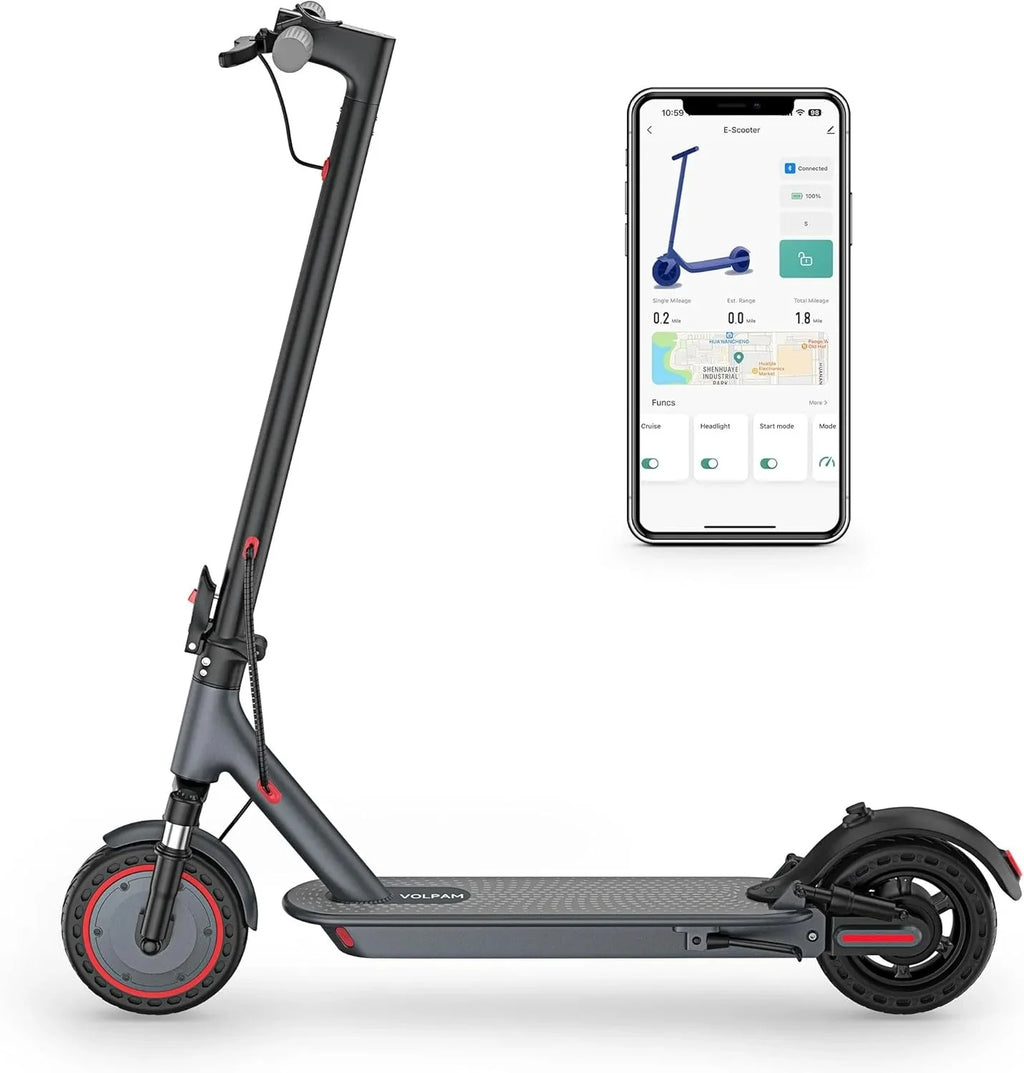 Electric scooter, 350W/500W powerful motor, 8.5"/10" solid rubber tires, 19/22 mph, 28/21/12 mile range, dual brakes