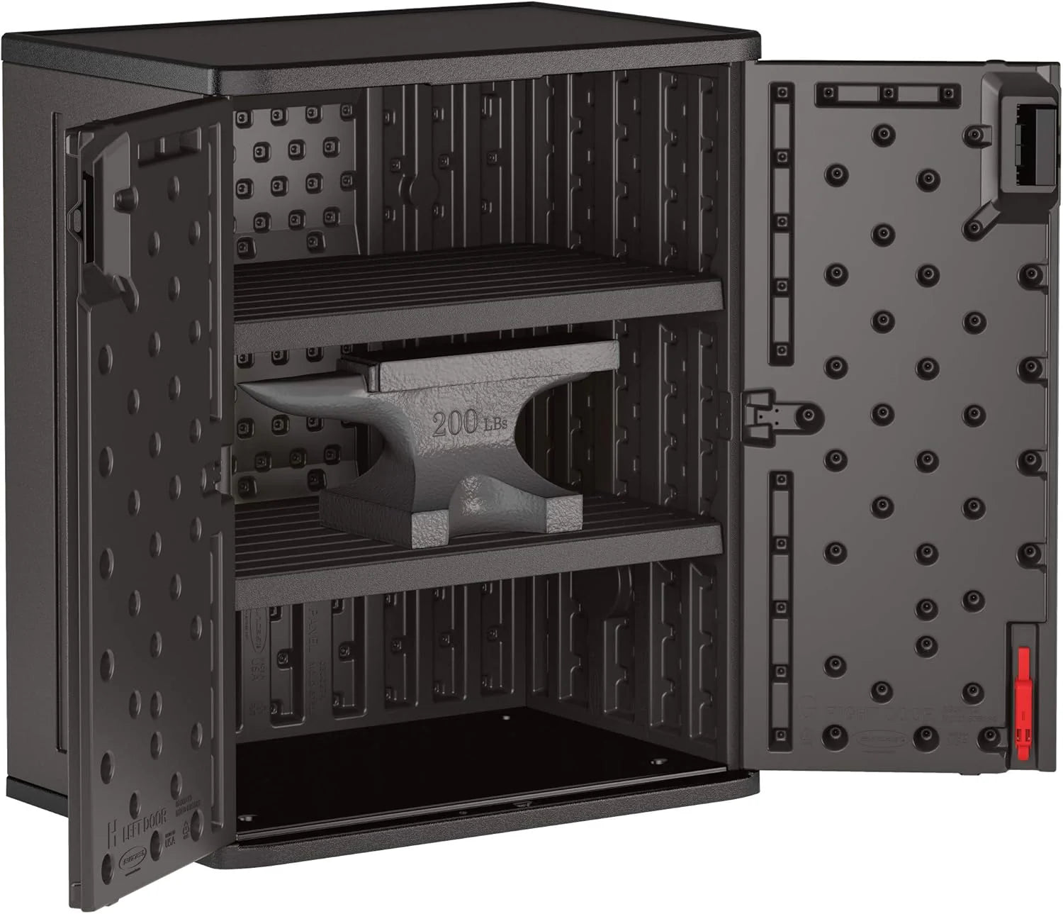 Suncast Commercial Heavy-Duty 9 Cubic Ft. Resin Storage Cabinet with Lockable Handles, Adjustable Metal-Reinforced Shelves for Garage or Workspace, Black, Made in The USA1 pcs