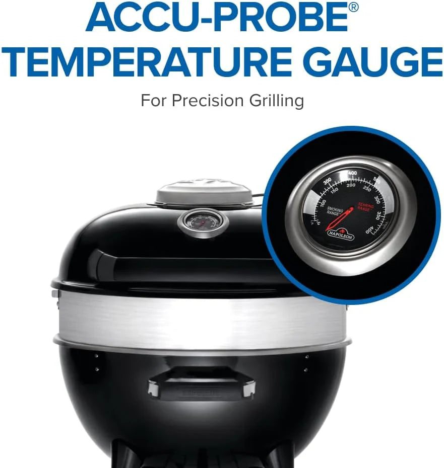 18-Inch Charcoal Kettle Grill Black, Stainless Steel Spacer Ring, 240in² Cooking Area, Sturdy 4-Leg Design, 7-Inch Wheels1 pcs