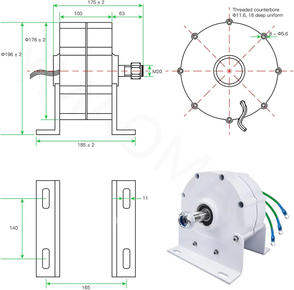 12000W Low RPM Permanent Magnet Generator 12V 24V 48V 120V 220V, Free Energy Gearless Permanent Magnet Generator Motor DIY for Wind Turbine Water Turbine,12V