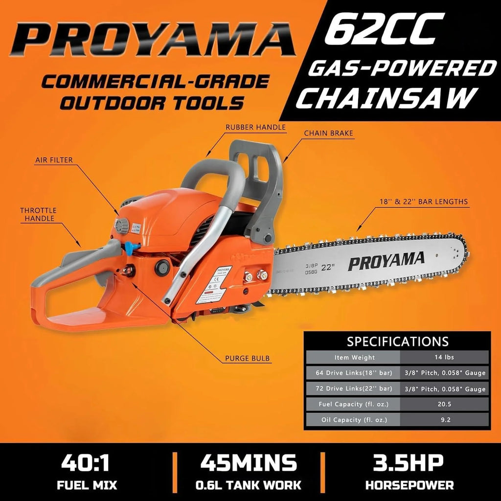 26CC 2-Cycle Top Handle Gas Powered Chainsaw 12 Inch Petrol Handheld Cordless Chain Saw for Tree Wood Cutting1 pcs