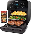 Nuwave Brio Air Fryer Oven, 15.5Qt X Large Family Size, SS Rotisserie Basket &amp;Skewer Kit, Reversible Ultra Non Stick Grill/Griddle Plate, Powerful 1800W, Integrated Smart Thermometer,Black : Home &amp; Kitchen