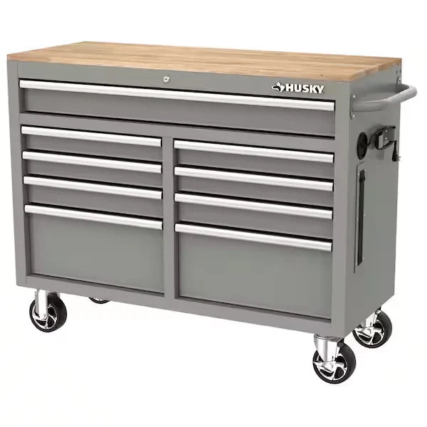 46-in W x 24.5-in D 9-Drawer Mobile Workbench with Hardwood Top and Power Station ���ゆ�� Gloss Black