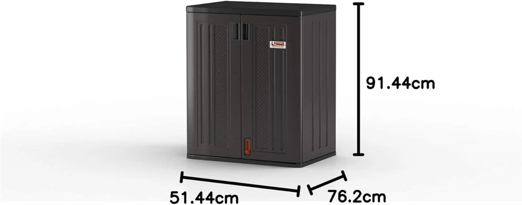Suncast Commercial Heavy-Duty 9 Cubic Ft. Resin Storage Cabinet with Lockable Handles, Adjustable Metal-Reinforced Shelves for Garage or Workspace, Black, Made in The USA1 pcs