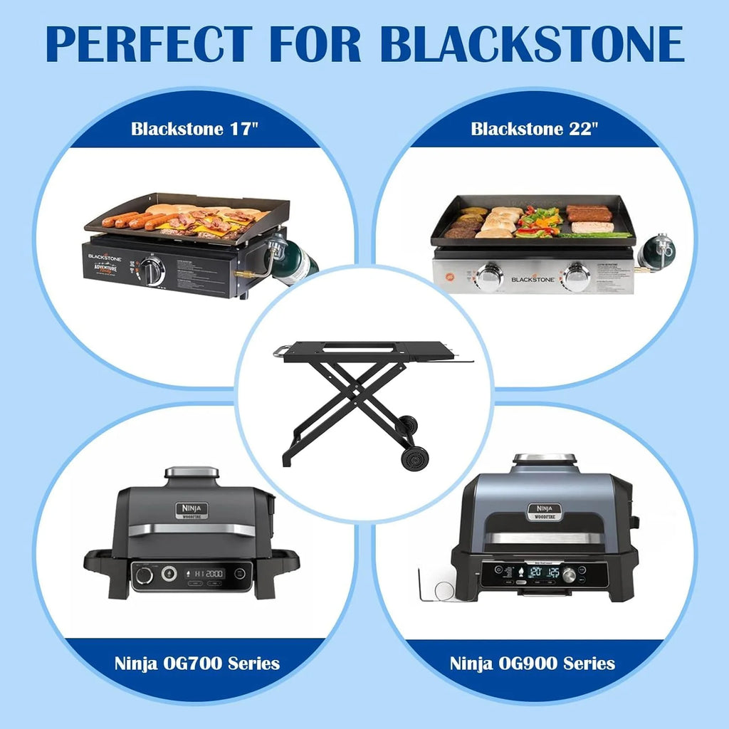 Portable Grill Table for Blackstone 22 Inch 17 Inch Tabletop Griddle Accessories Folding BBQ Table, Outdoor Grill Stand for Blackstone 22" 17" Griddle Stand with Wheels Side Table1 pcs