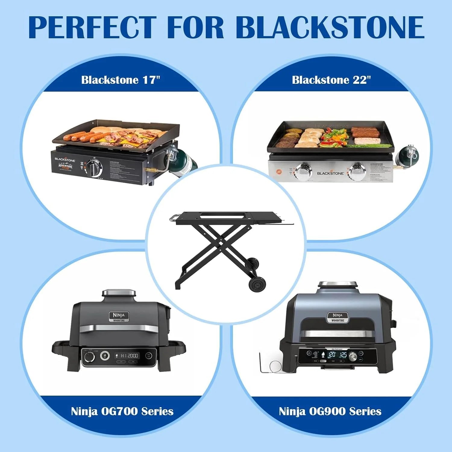 Portable Grill Table for Blackstone 22 Inch 17 Inch Tabletop Griddle Accessories Folding BBQ Table, Outdoor Grill Stand for Blackstone 22" 17" Griddle Stand with Wheels Side Table1 pcs