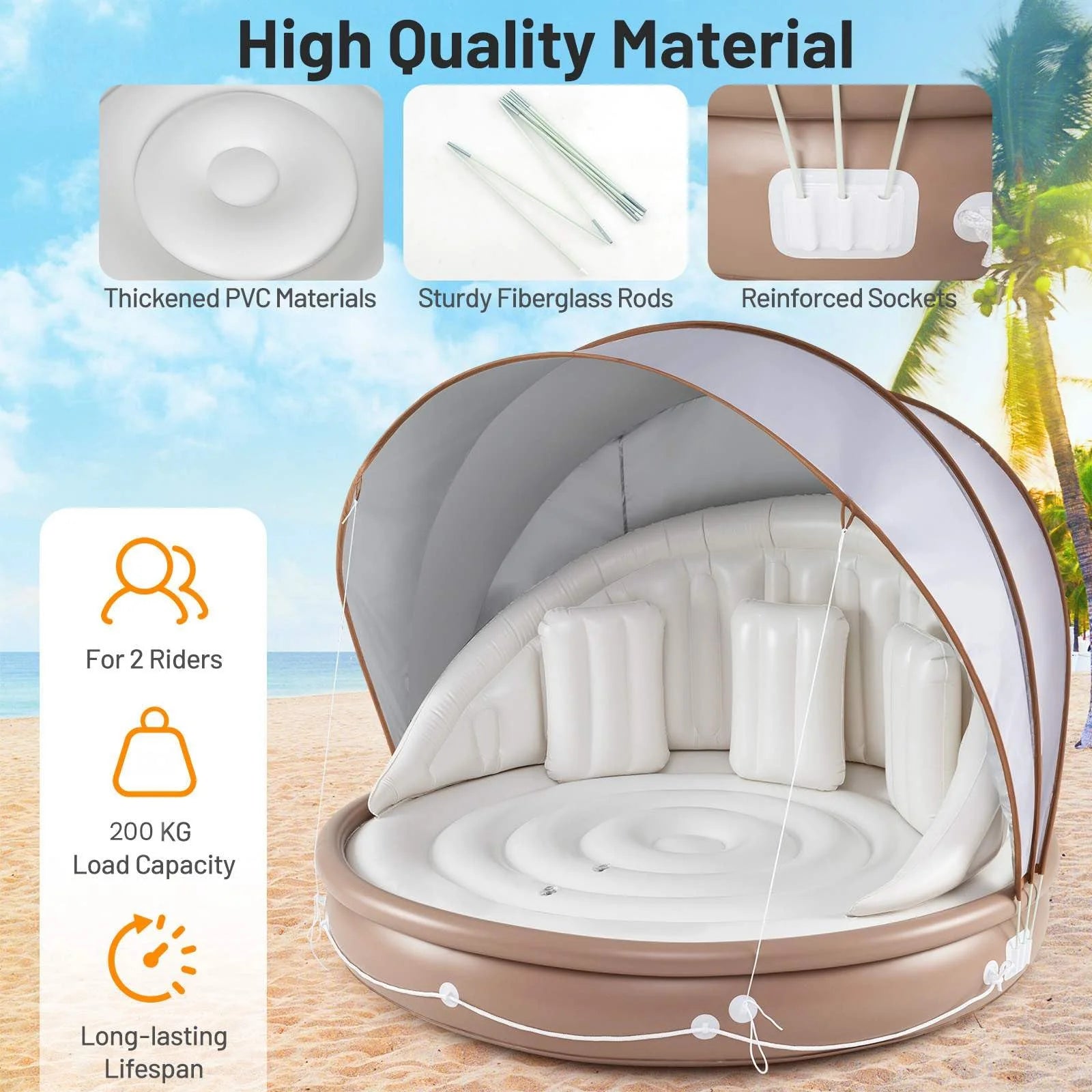Inflatable Canopy Island w/Retractable & Removable Canopy SPF50+