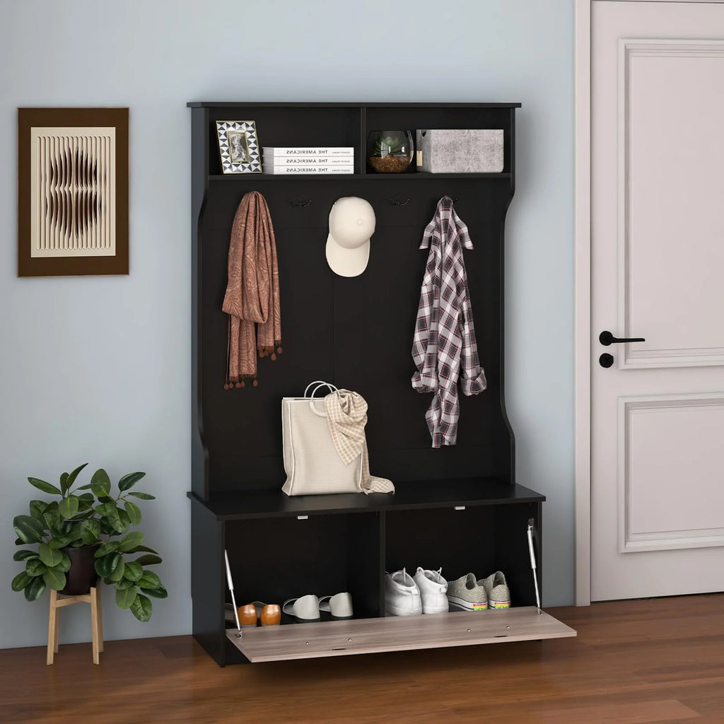 Giantex 160cm Hall Tree | Entryway Organizer with Coat Rack & Storage Bench