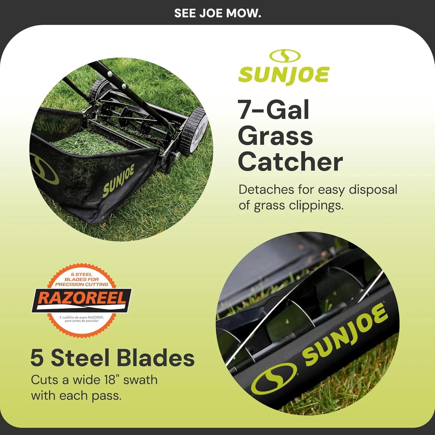 18-Inch Manual Reel Mower with Grass Catcher1 pcs