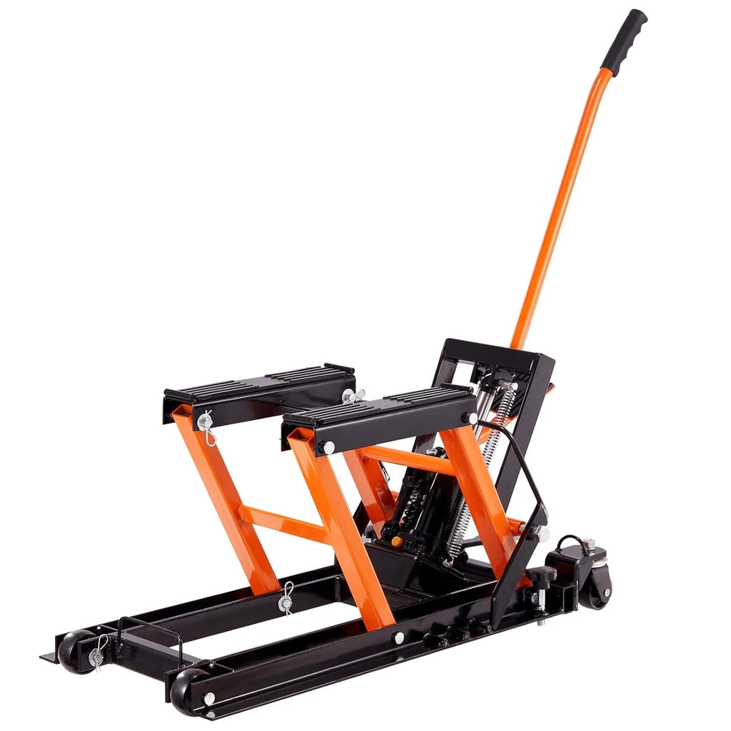 Hydraulic Motorcycle Lift Jack, 1500 LBS Capacity ATV Scissor Lift Jack, Portable Motorcycle Lift Table with 4 Wheels, Hydraulic Foot-Operated Hoist Stand for Motorcycle ATV UTV Powersports1 pcs