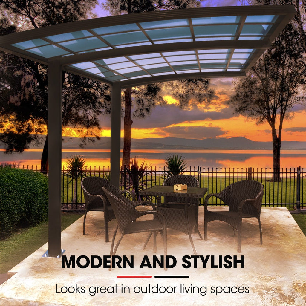SHADE SHIELD Single Cantilever Carport 3.0m x 5.5m x 2.98m, Aluminium Alloy Frame, Polycarbonate Roof, Shelter for Car or Outdoor Living