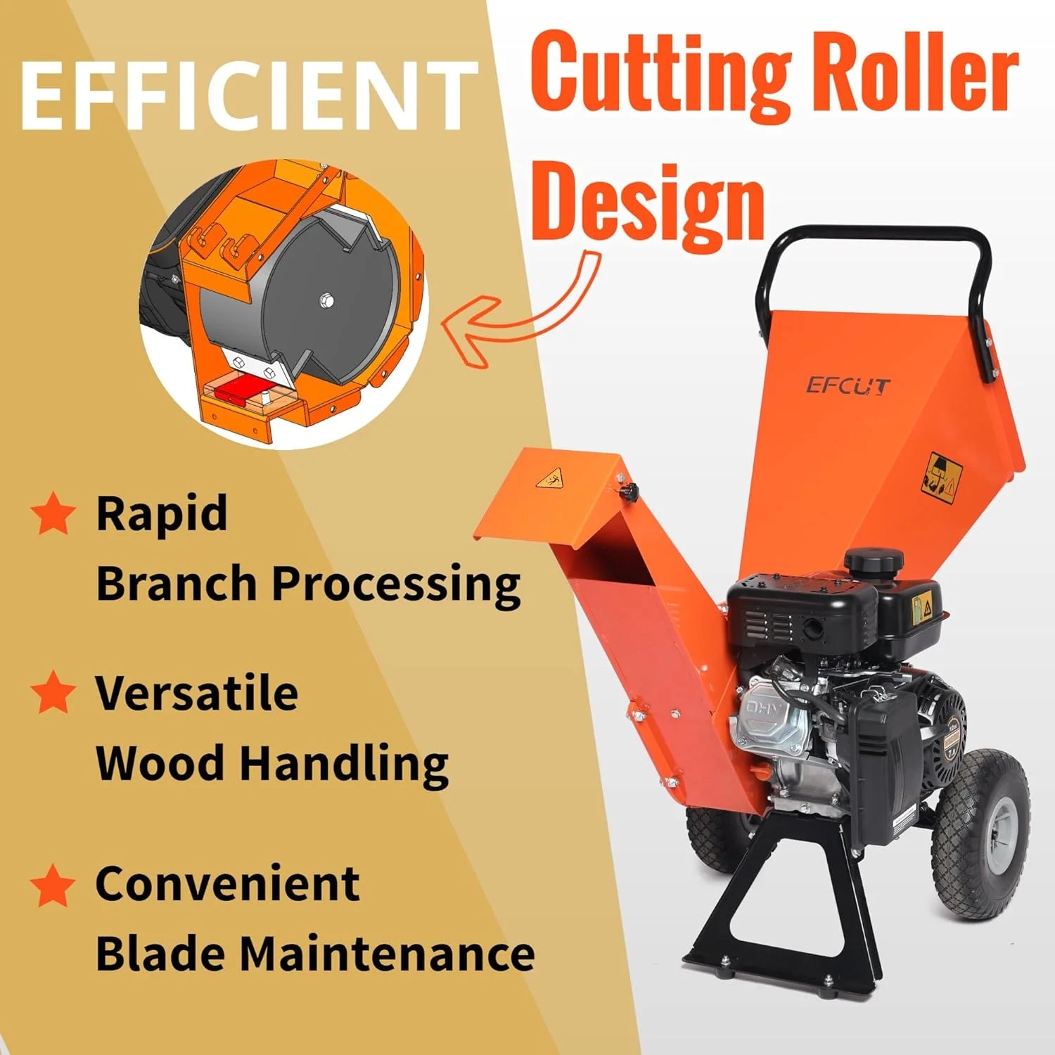 Wood Chipper Shredder Mulcher 7HP Gas Powered Heavy Duty Compact Design 3" Inch Max Capacity (R0)1 pcs