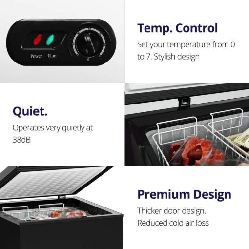 Northair Chest Freezer ??3.5 Cu Ft with 2 Removable Baskets ??Reach In Freezer Chest ??Quiet Compact Freezer ??7 Temperature Settings ??Black