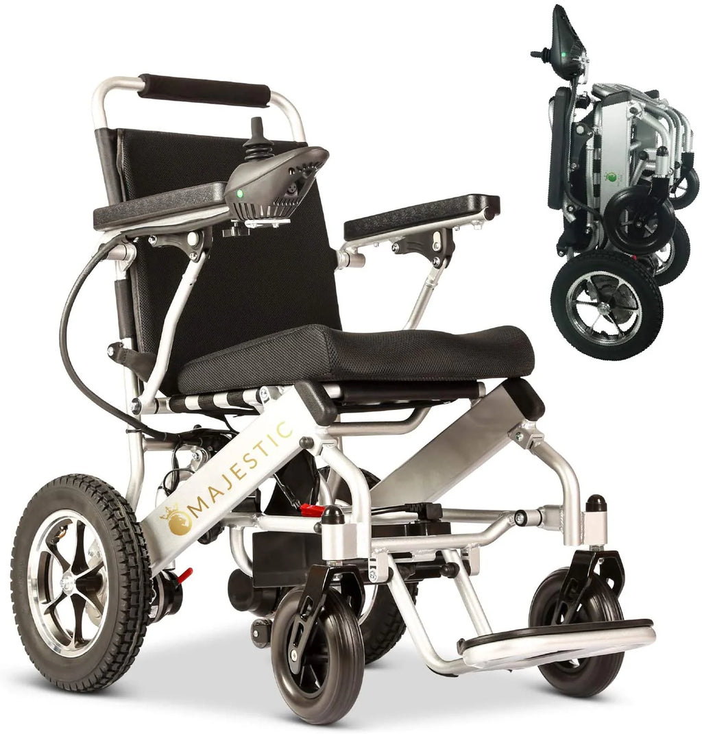 2020 New Folding Ultra Lightweight Electric Power Wheelchair, Silla de Ruedas Electrica, FDA Approved and Air Travel Allowed, Heavy Duty, Mobility Motorized, Portable Power (17.5�测�� Seat Width)