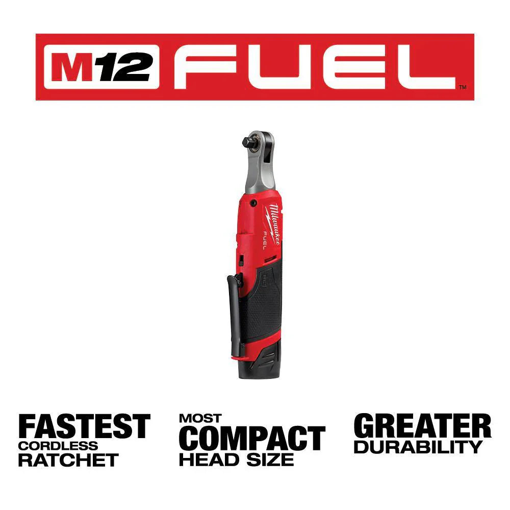 2567-22 M12 FUEL 12V Lithium-Ion Brushless Cordless High Speed 3/8 in. Ratchet Kit w/(2) Batteries, Charger and Bag