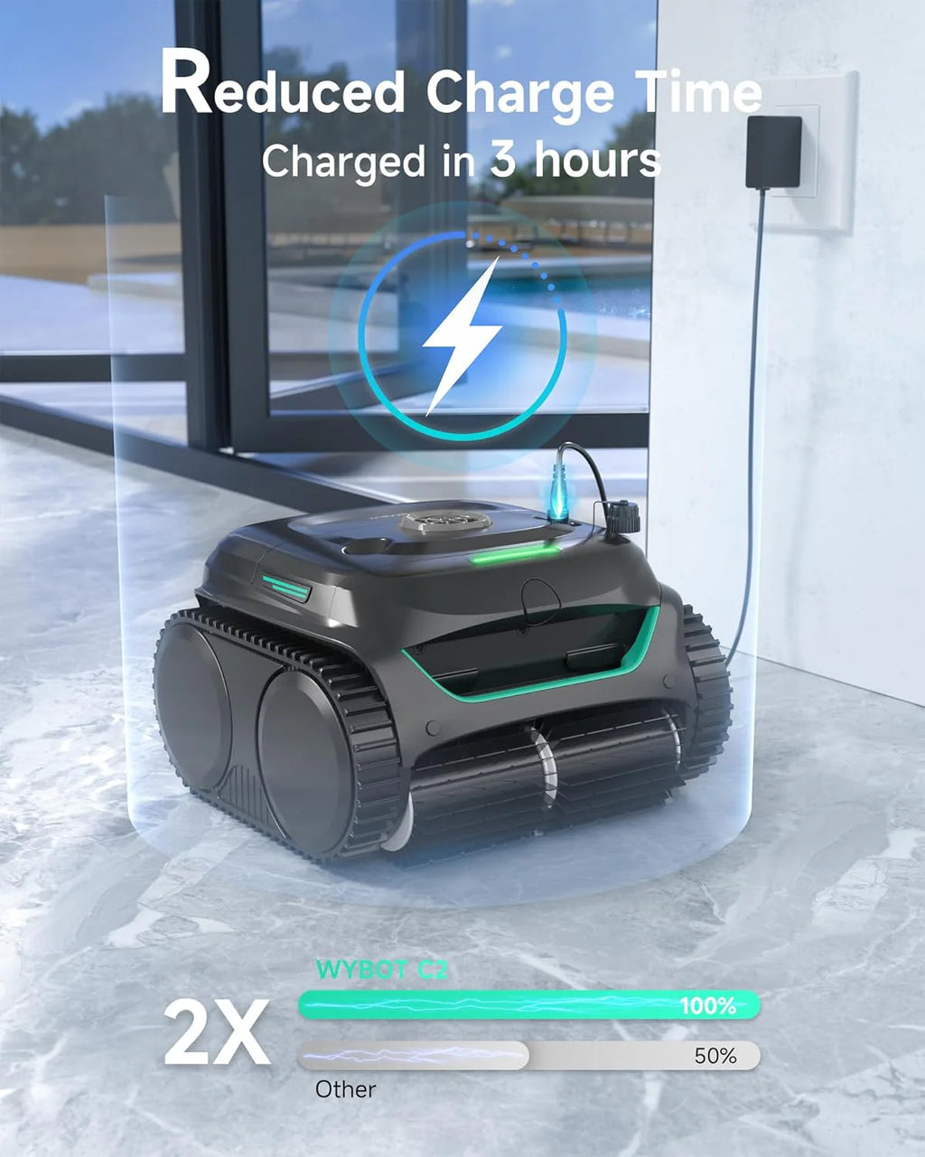 Cordless Robotic Pool Cleaner, Automatic Pool Vacumm with 180mins Runtime, App Control, Wall and Waterline Cleaning, Dual Filtration, for Inground Pools up to 2152 Sq.ft1 pcs