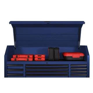 2025 56 inch W x 22 inch D Heavy-duty combination tool trolley with 23 drawers and tool cabinet in matte blue