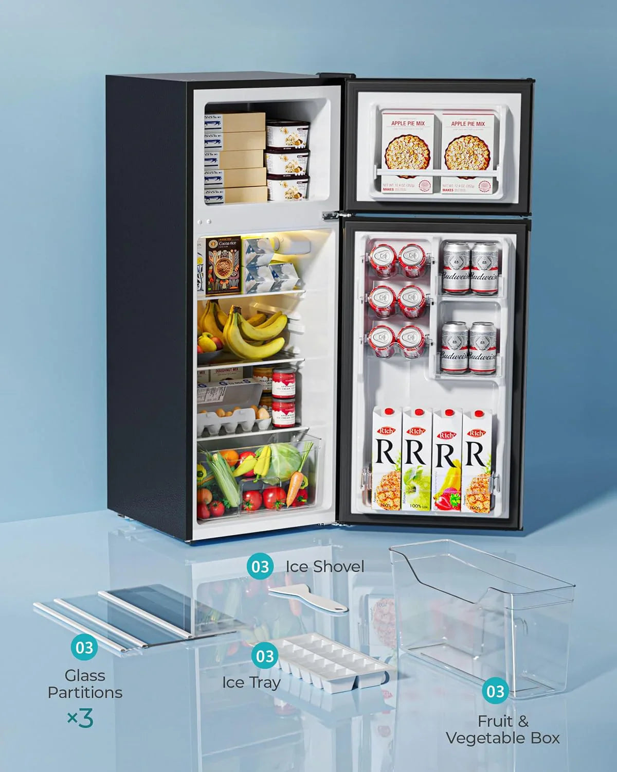 3.2 Cu.Ft Mini Fridge with Freezer 锟斤拷 2-Door Compact Refrigerator for Bedroom, Dorm, Office or Apartment, Silver3.2 Cu.Ft Mini Fridge with Freezer 锟斤拷 2-Door Compact Refrigerator for Bedroom, Dorm, Office or Apartment, Silver