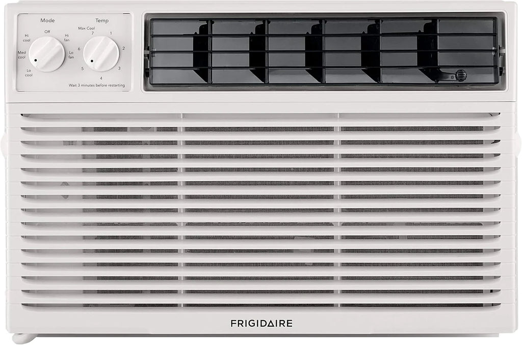 5000-watt window air conditioner, with a cooling area of 250 square feet, operates quietly, has easy and convenient temperature adjustment, 2 fan speeds, automatic restart function, and a white appearance1 pcs