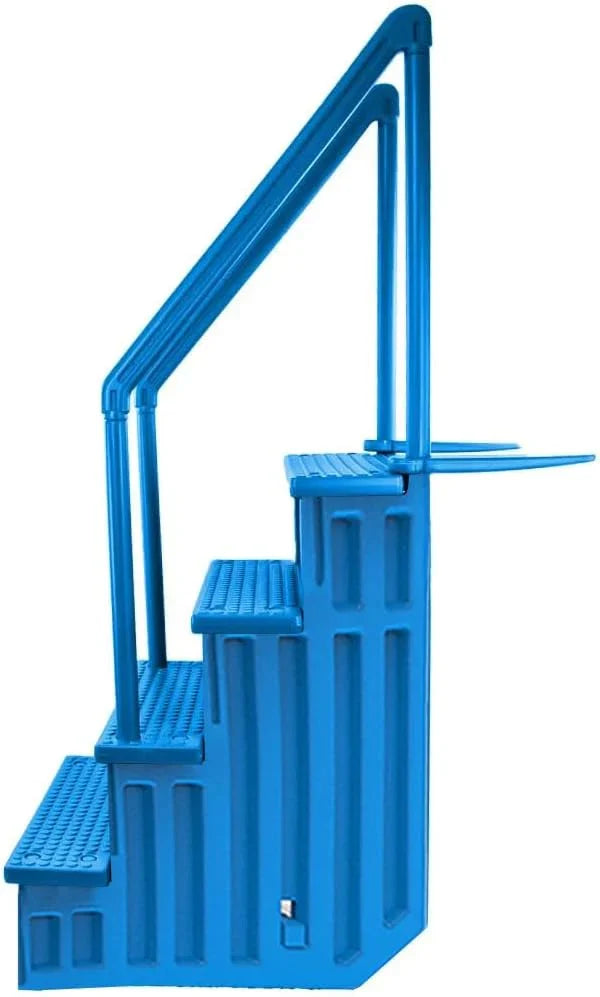 Non-slip entry steps for pools | Grey | For above-ground pools | Can be installed on terraces with a height of 122 to 137 cm | Load capacity up to 136 kg